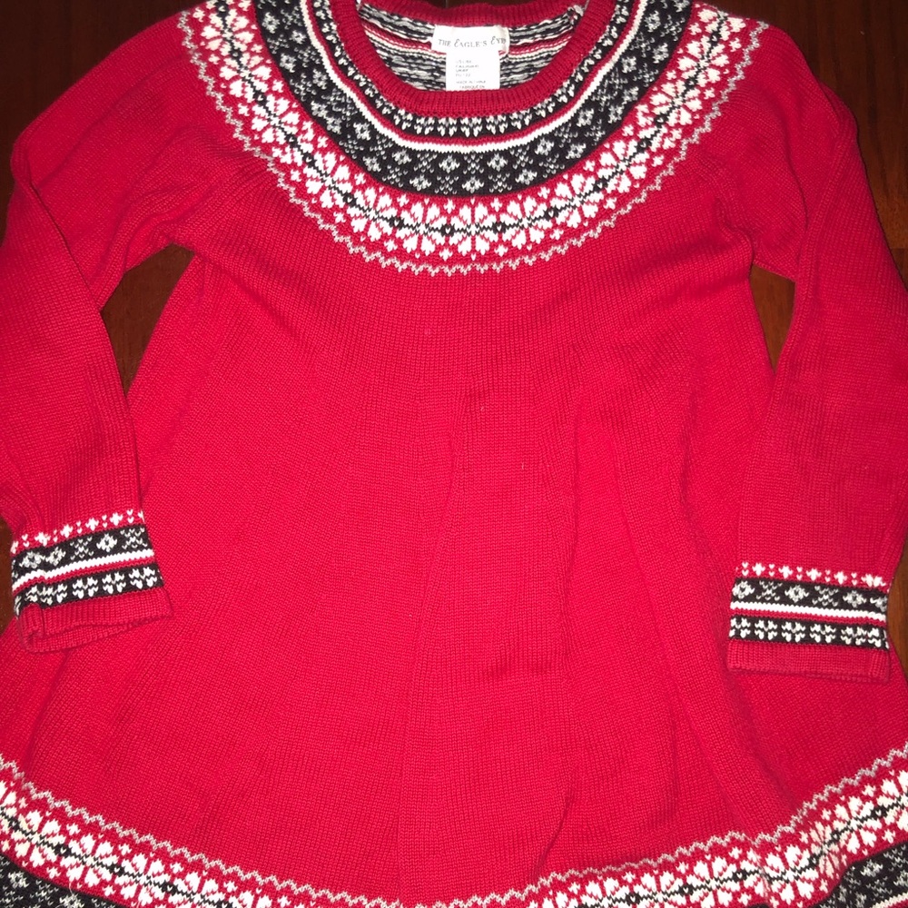Girls red and black sweater dress